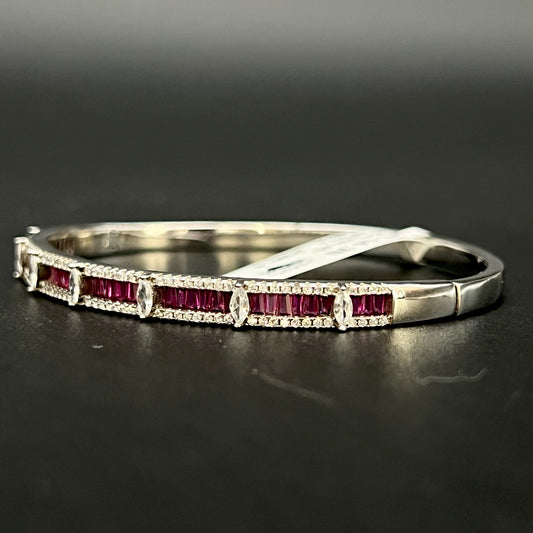 β€οΈπ Ruby Marquise Royale 925 Silver Bangle β¨