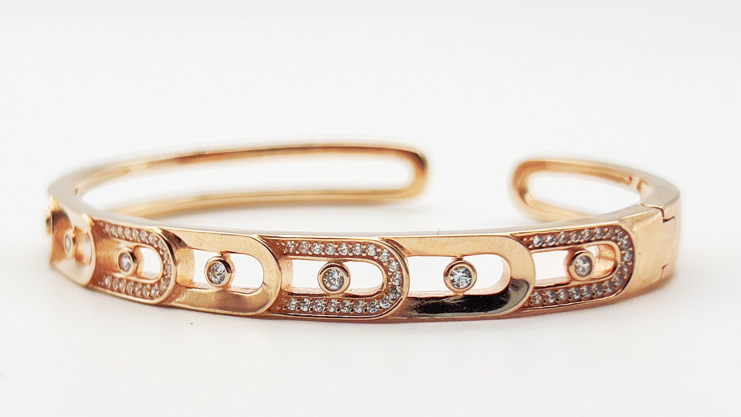 925 Sterling Silver Rose Gold Plated Bangle β Chopard Inspired β¨π
