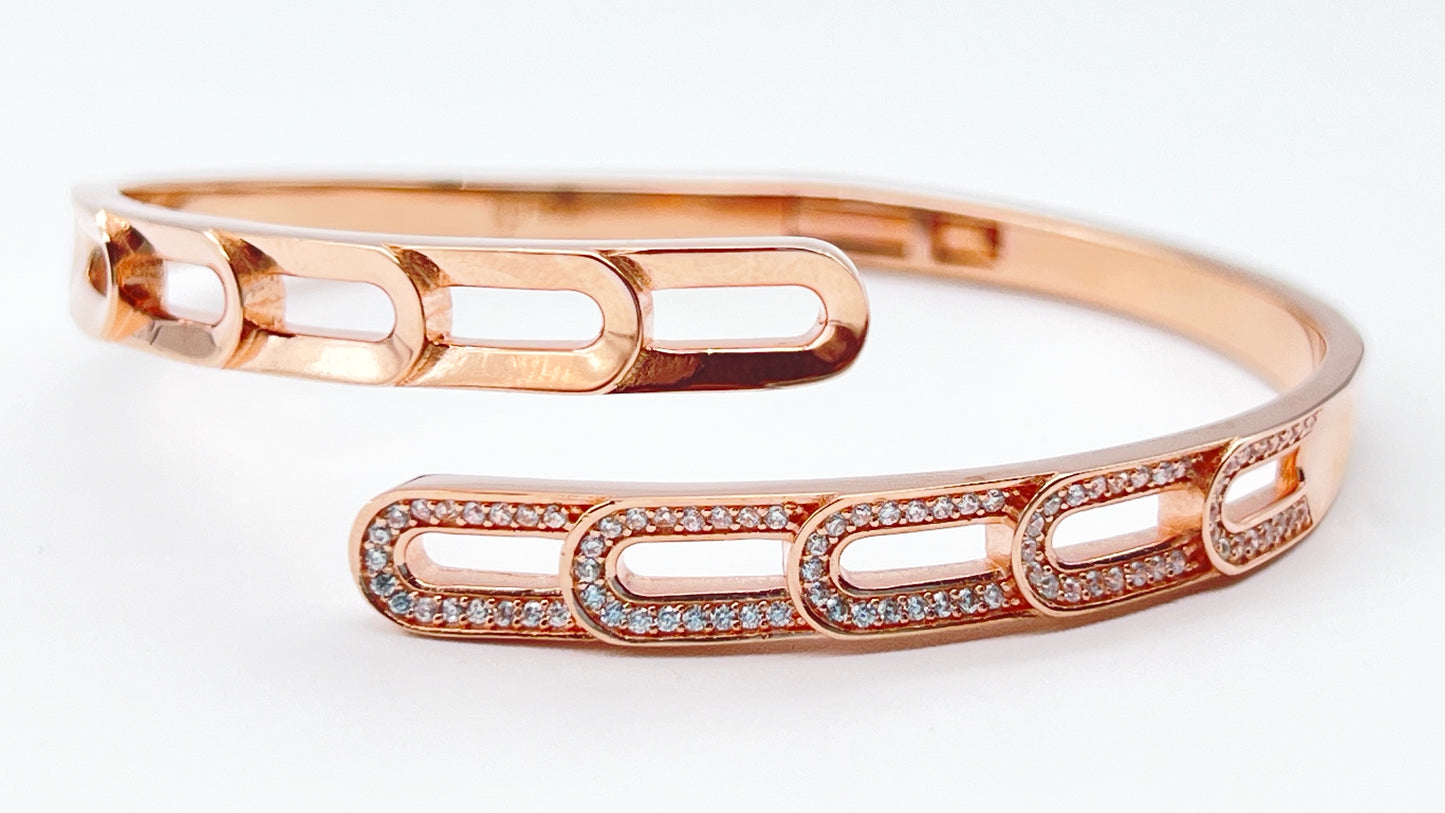 925 Sterling Silver Rose Gold Plated Half-Stone Bangle β¨πΈ