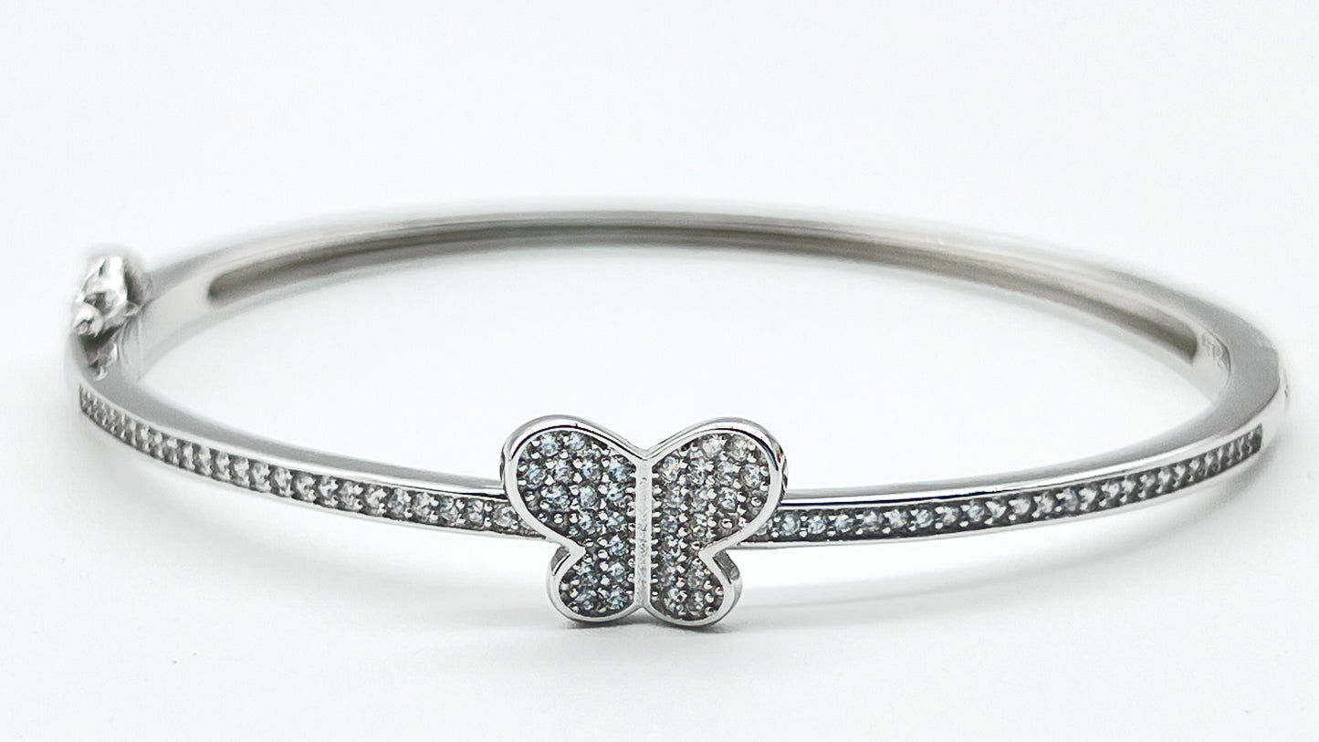 925 Sterling Silver Butterfly Sparkle Bangle 🦋✨