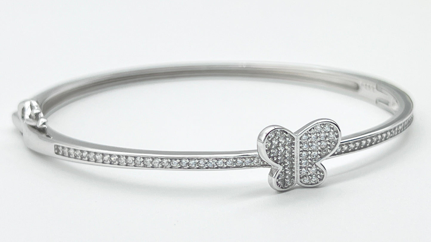 925 Sterling Silver Butterfly Sparkle Bangle 🦋✨