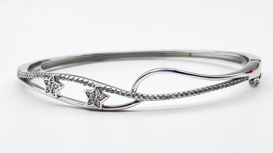 925 Sterling Silver Starry Elegance Bangle ⭐✨
