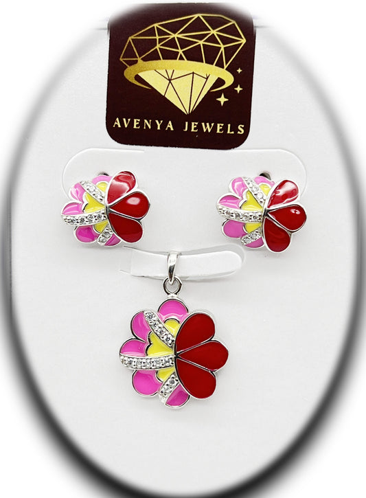 Kaleido Glow Flower Pendant Set 🌸🌟💎