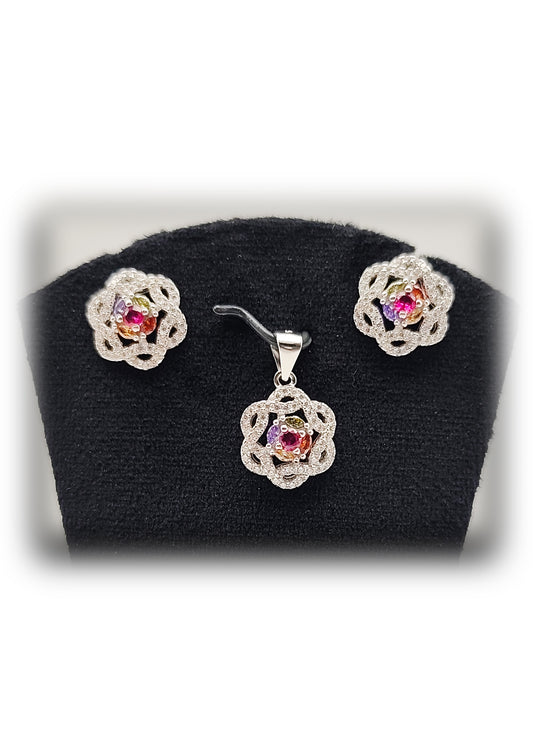 π Silver Colorful Pendant Set β¨