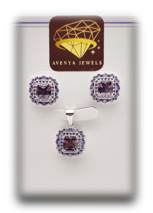 🌸 Amethyst Flora Pendant Set 💎🌿