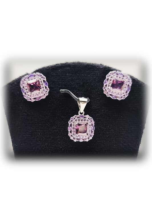 🌸 Amethyst Flora Pendant Set 💎🌿