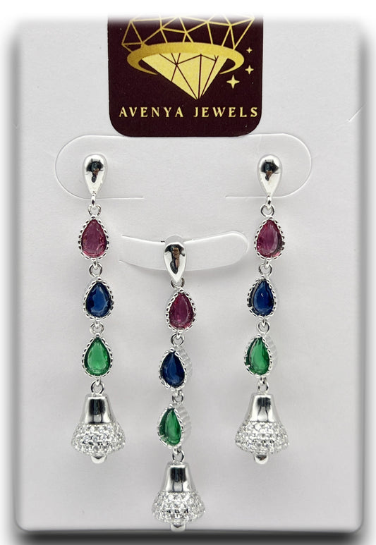 Rainbow Cascade Long Pendant Set 🌈💎✨