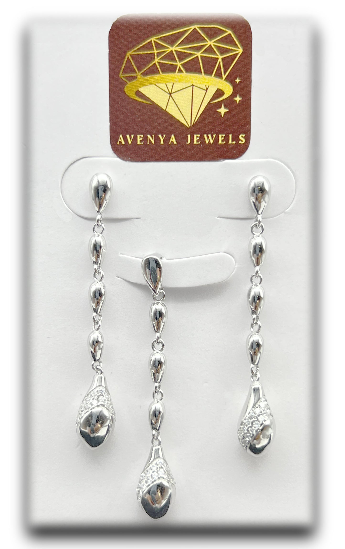 Silver Tear Pendant & Earrings 💎🌟