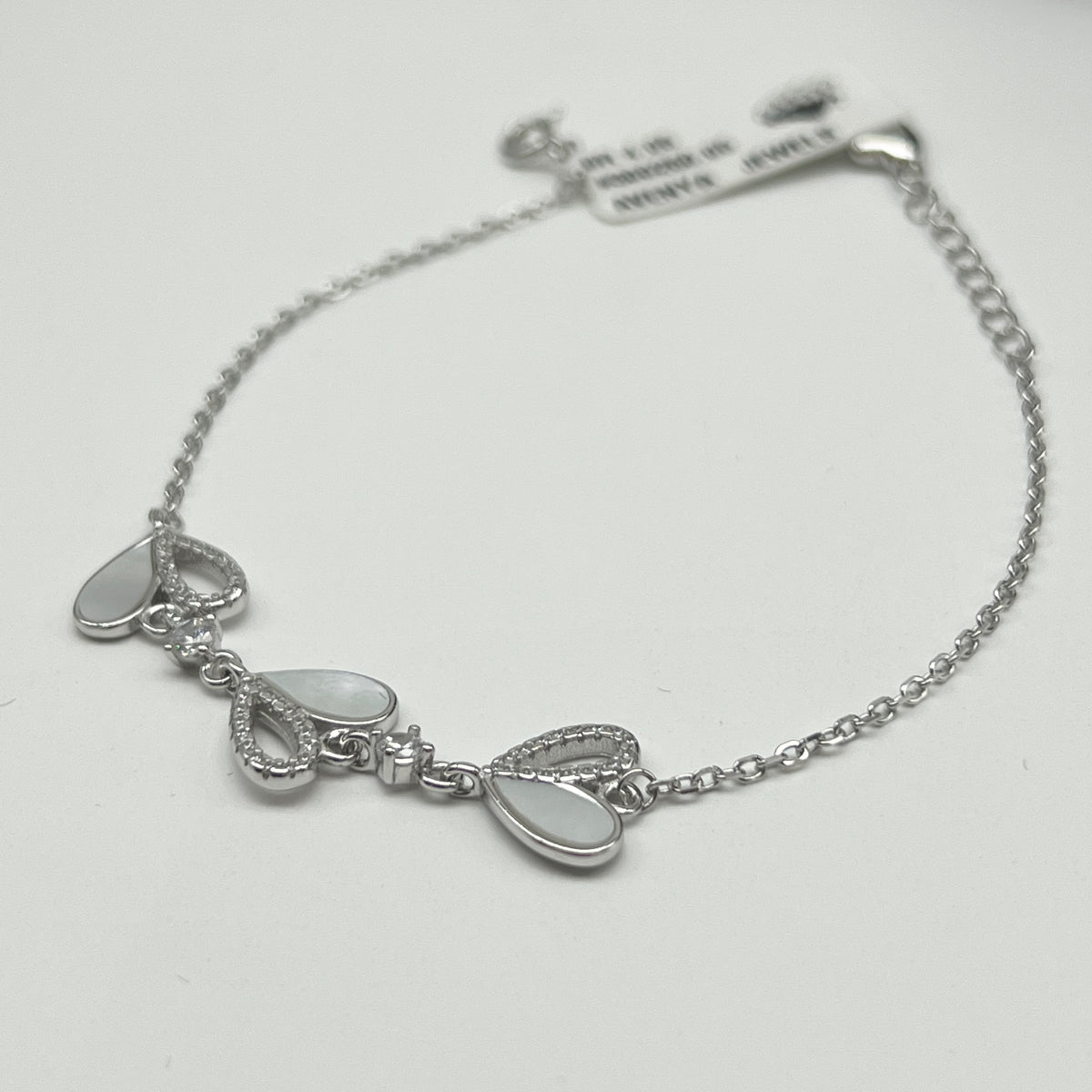 🤍✨ PearlHeart MOP 925 Silver Bracelet