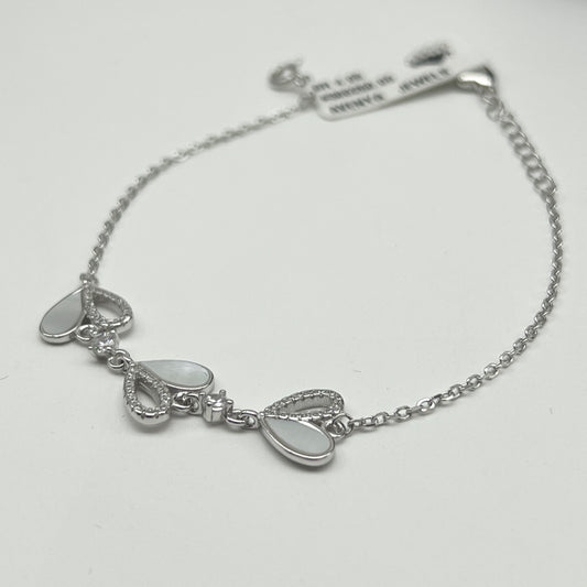 🤍✨ PearlHeart MOP 925 Silver Bracelet