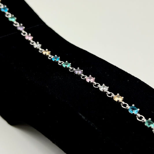 🌈✨ ColorGlow 925 Silver Swarovski Bracelet