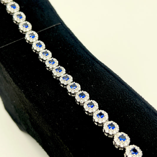 💙🤍✨ SapphireMist 925 Silver Swarovski Bracelet
