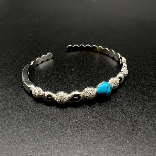 💙 Turquoise Halo 925 Silver Bangle ✨