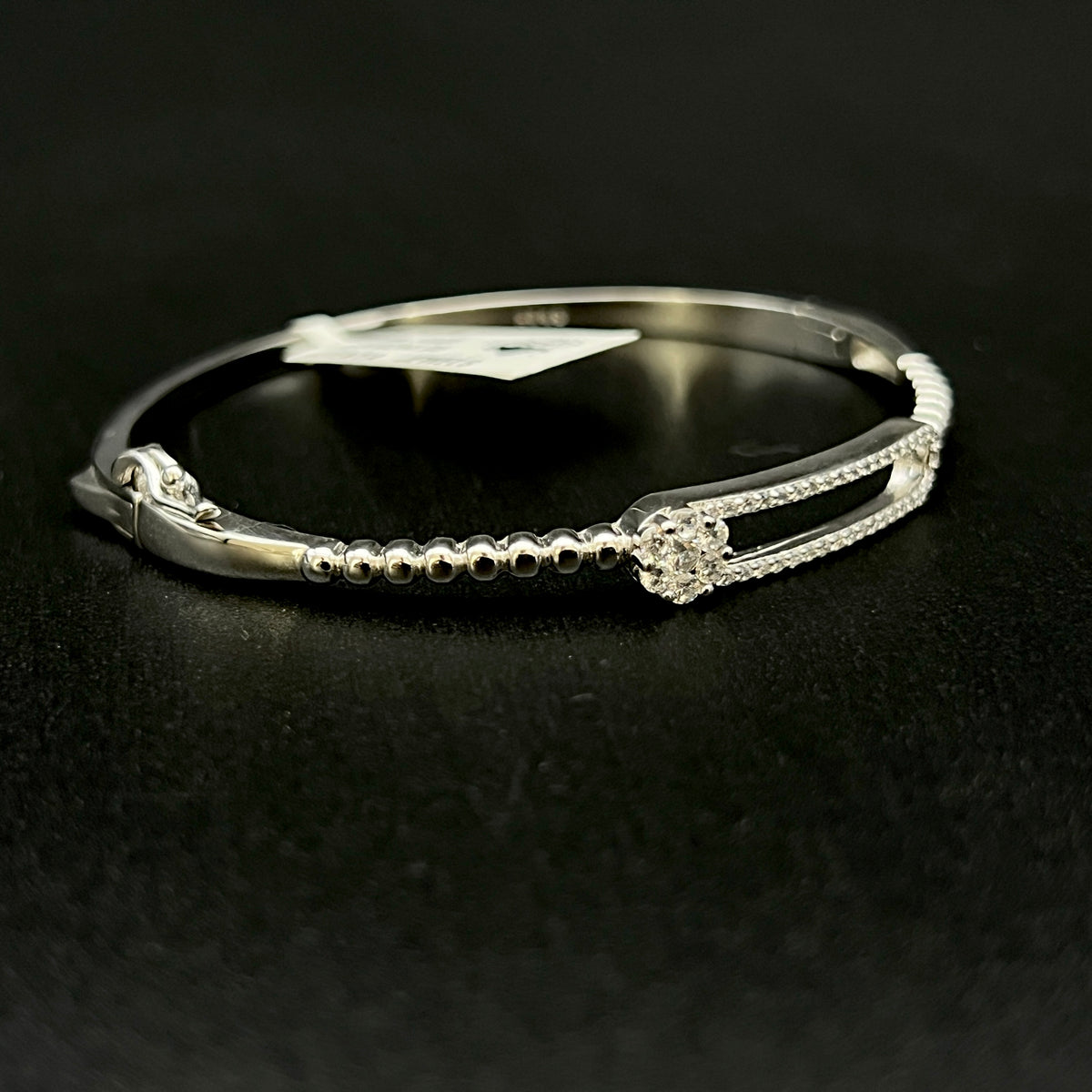 🌸 Florielle Micro Pavé 925 Silver Bangle ✨💎