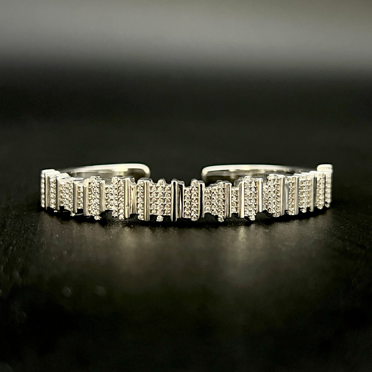 ✨ Asymora Micro Pavé 925 Silver Bangle 💎