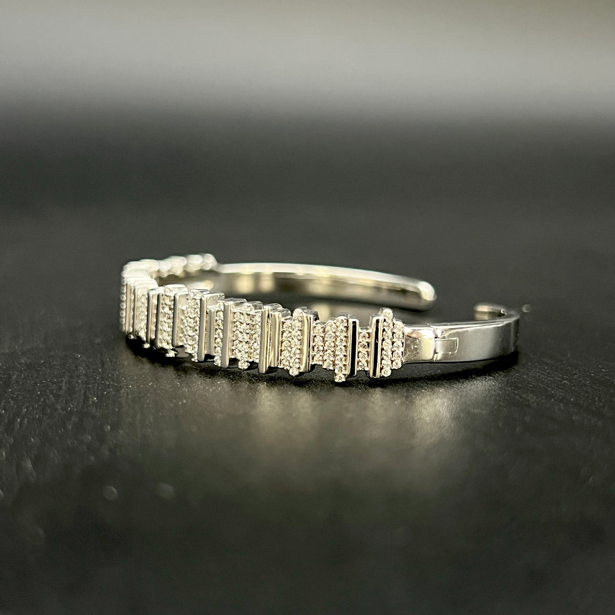 ✨ Asymora Micro Pavé 925 Silver Bangle 💎