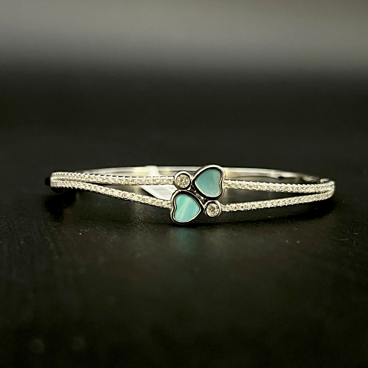 💖✨ DuoHeart Enamel 925 Silver Bangle 💎