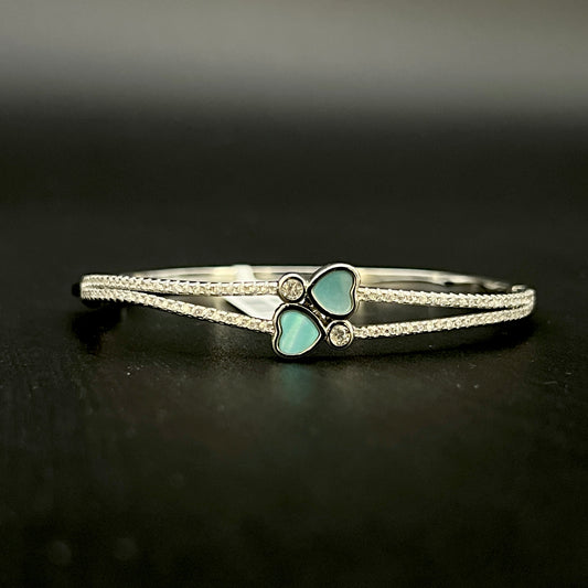 💖✨ DuoHeart Enamel 925 Silver Bangle 💎