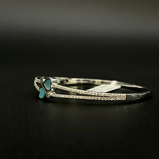 💖✨ DuoHeart Enamel 925 Silver Bangle 💎
