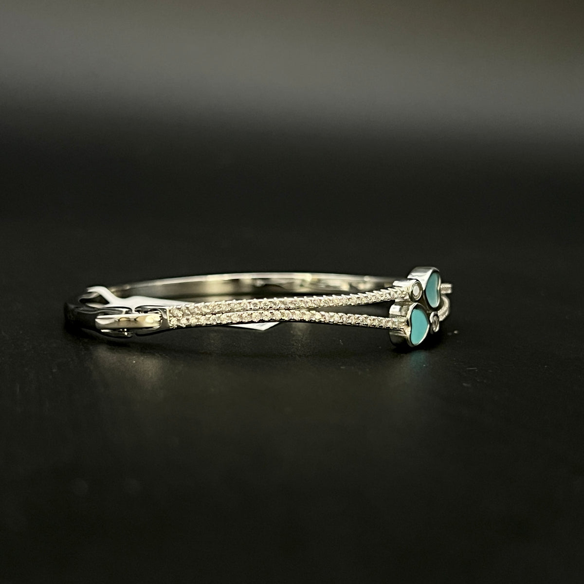 💖✨ DuoHeart Enamel 925 Silver Bangle 💎