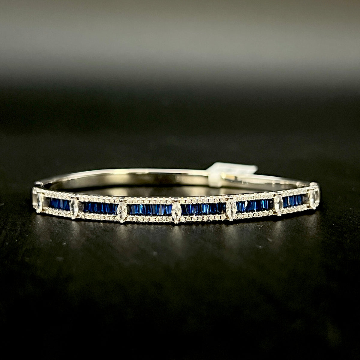 💙✨ Blue Étoile Marquise 925 Silver Bangle 💎
