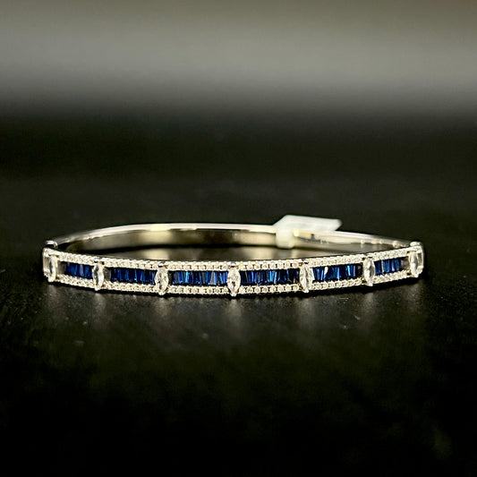 💙✨ Blue Étoile Marquise 925 Silver Bangle 💎