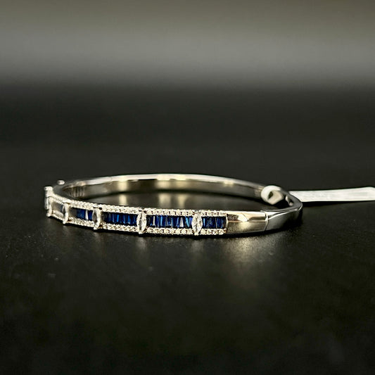 💙✨ Blue Étoile Marquise 925 Silver Bangle 💎