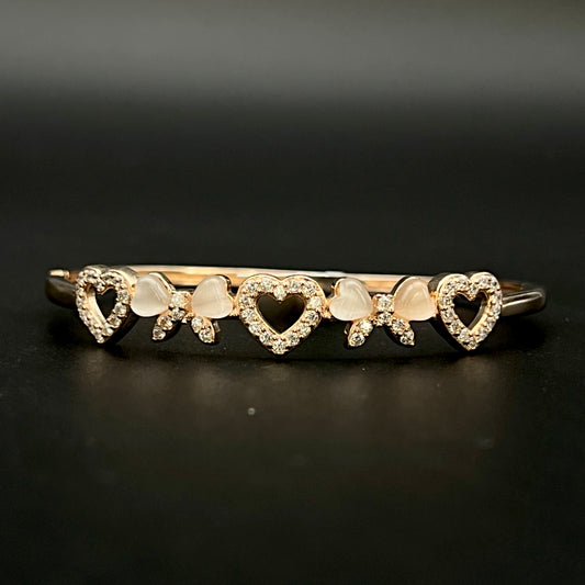 💖✨ Rosé MOP Heartline 925 Silver Bangle 💎