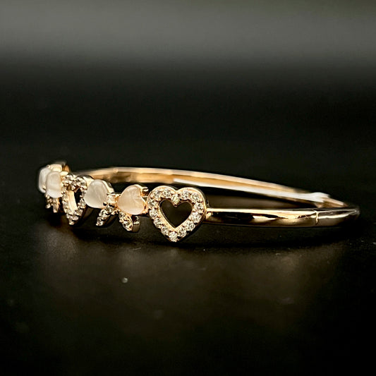 💖✨ Rosé MOP Heartline 925 Silver Bangle 💎