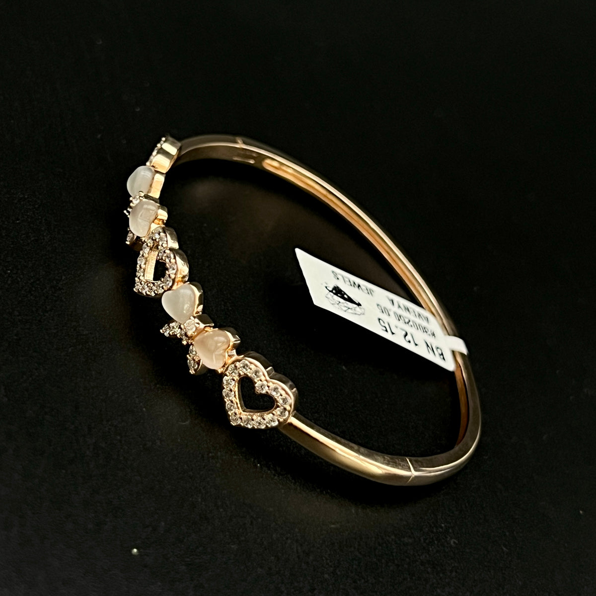 💖✨ Rosé MOP Heartline 925 Silver Bangle 💎