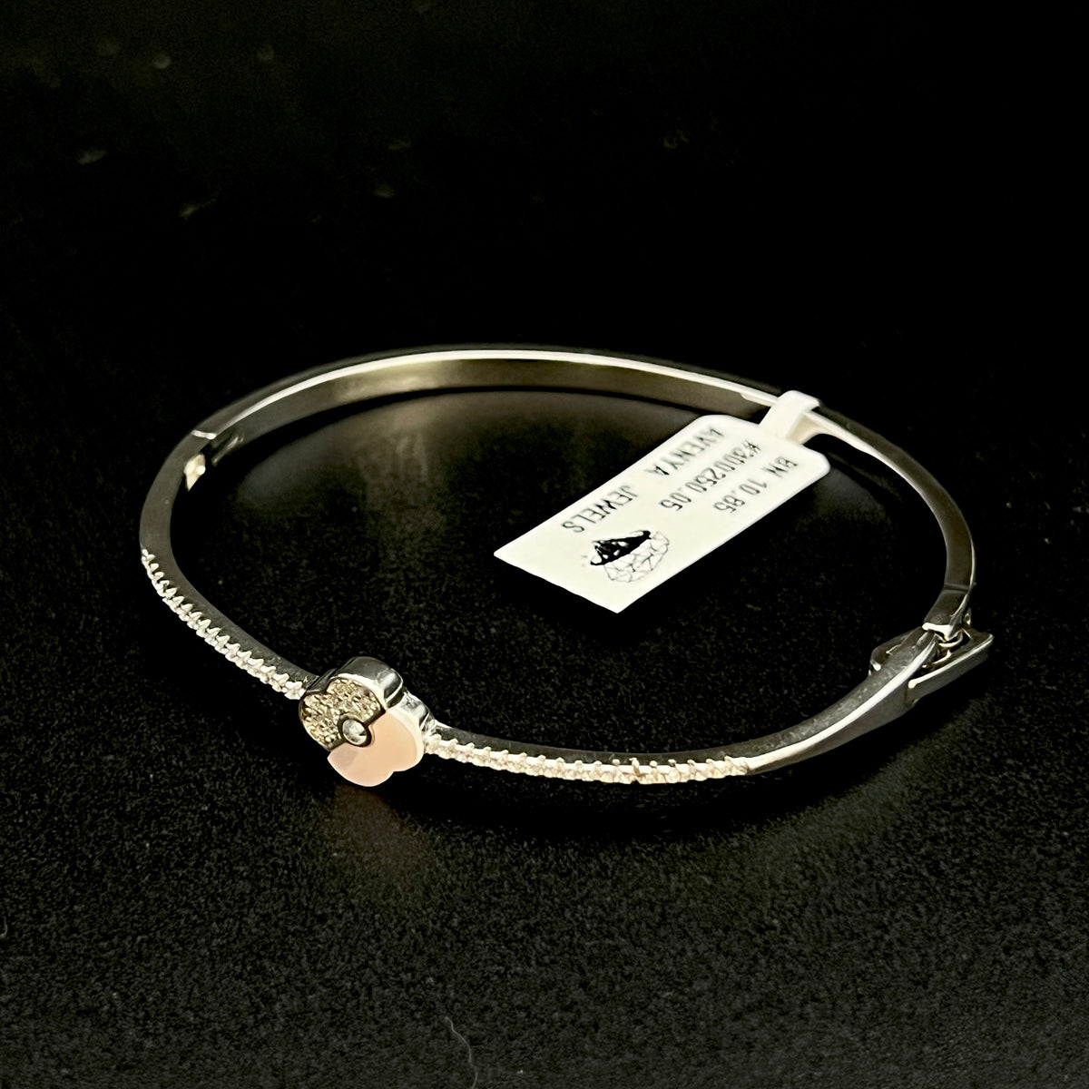 🌸💎 Rosé MOP Éclat 925 Silver Bangle ✨