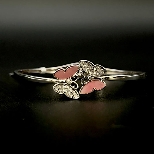 🦋🌸 Rosé Butterfly Éclat 925 Silver Bangle 💎