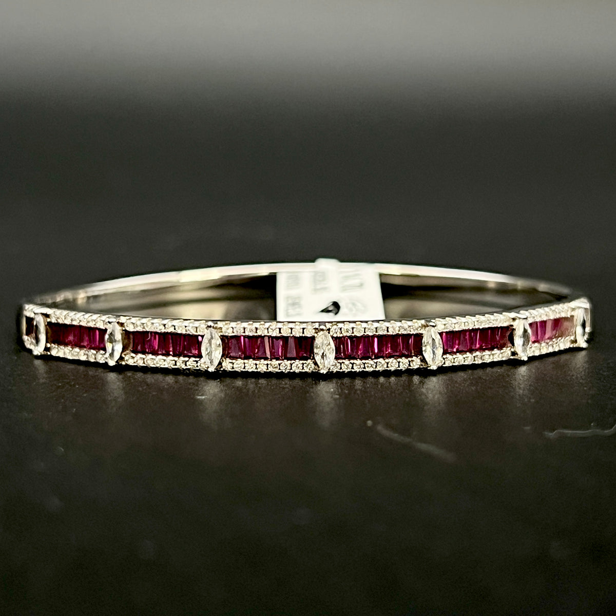 ❤️💎 Ruby Marquise Royale 925 Silver Bangle ✨