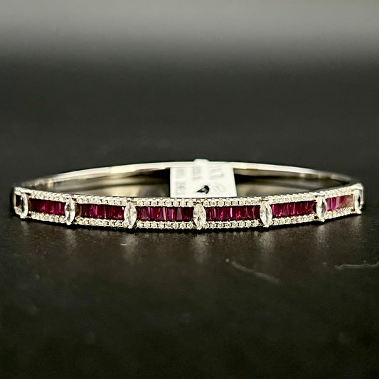 ❤️💎 Ruby Marquise Royale 925 Silver Bangle ✨