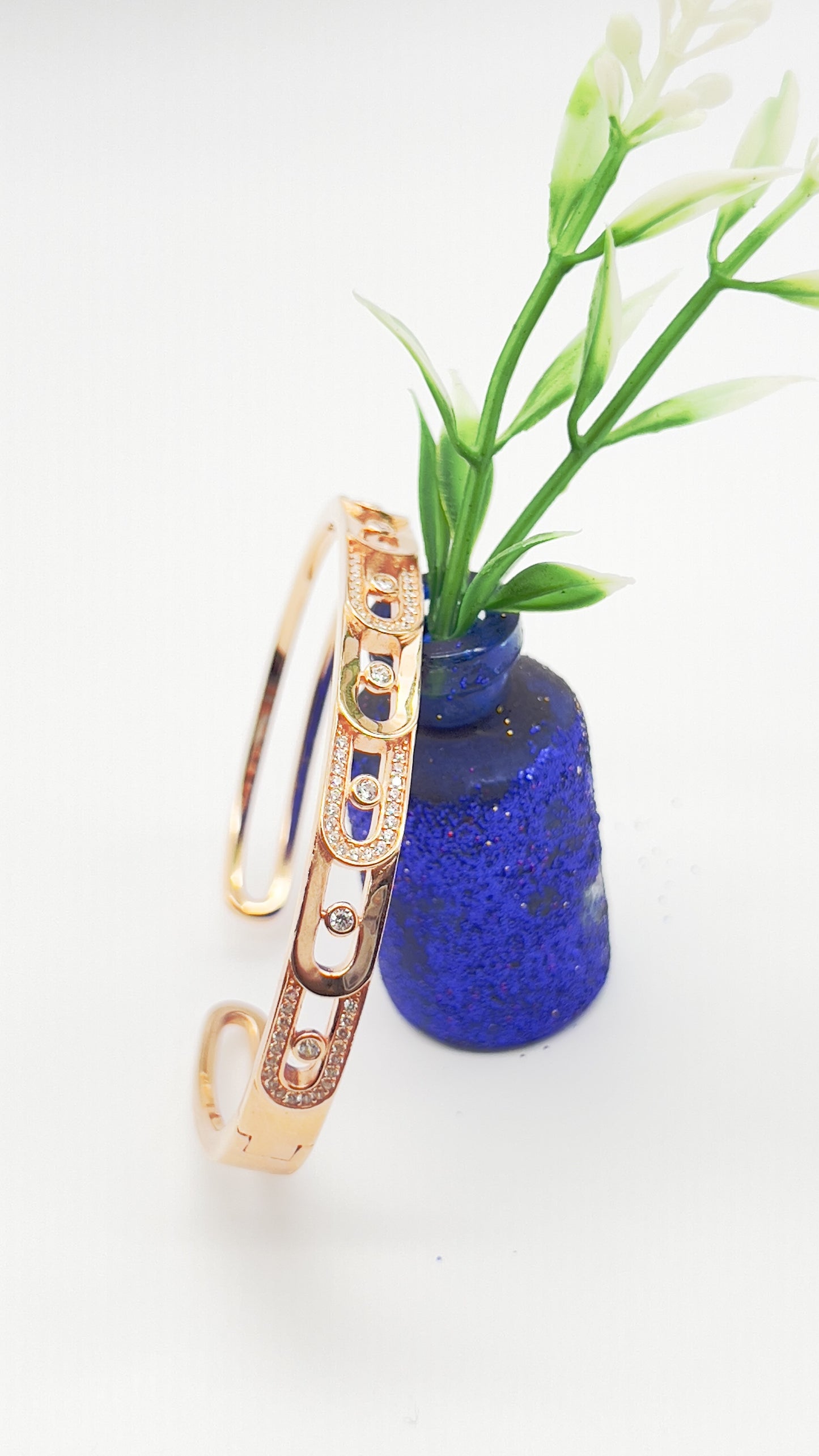 925 Sterling Silver Rose Gold Plated Bangle – Chopard Inspired ✨💎