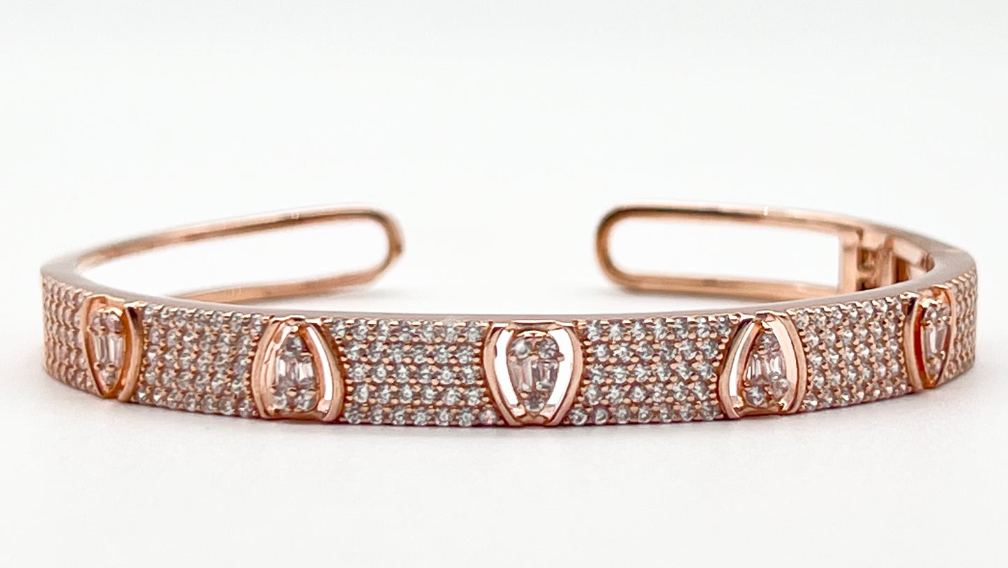 925 Sterling Silver Sparkle Row Bangle ✨💎 with Rose Gold Plating