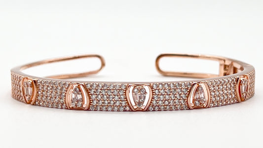 925 Sterling Silver Sparkle Row Bangle ✨💎 with Rose Gold Plating
