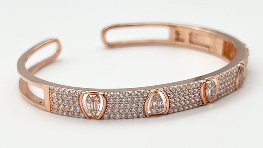 925 Sterling Silver Sparkle Row Bangle ✨💎 with Rose Gold Plating