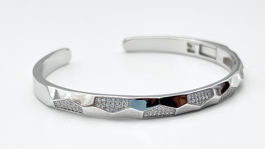 925 Sterling Silver 3D Shape Bangle – Comfortable Daily Wear ✨💎