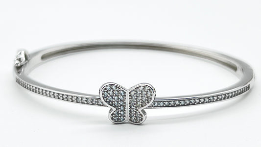 925 Sterling Silver Butterfly Sparkle Bangle 🦋✨