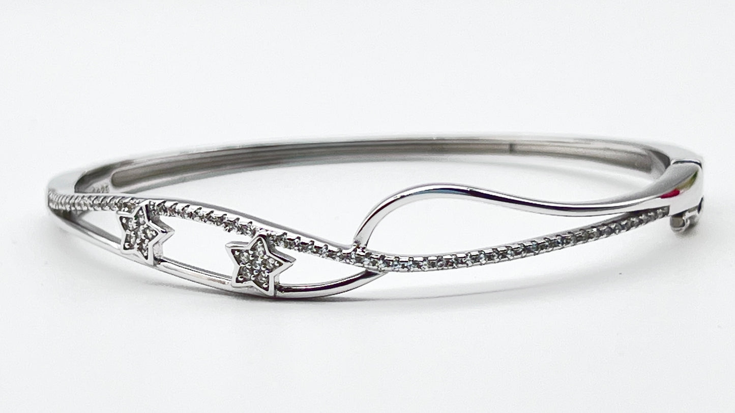 925 Sterling Silver Starry Elegance Bangle ⭐✨