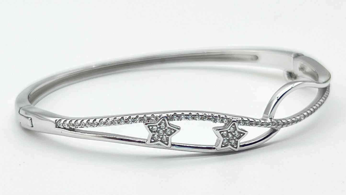 925 Sterling Silver Starry Elegance Bangle ⭐✨