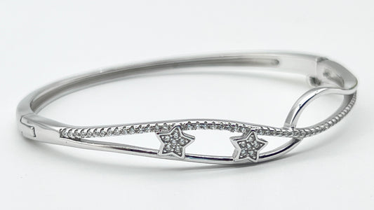 925 Sterling Silver Starry Elegance Bangle ⭐✨